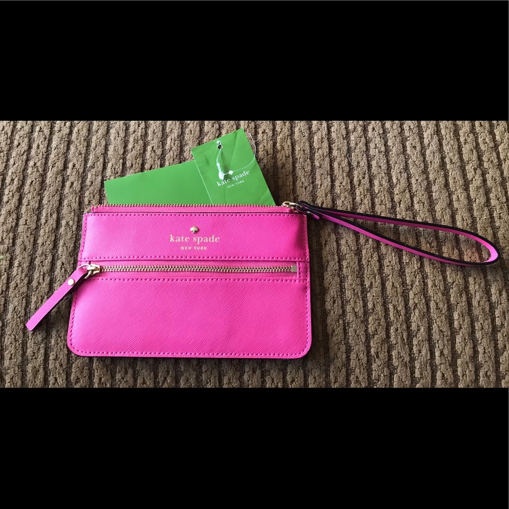 NWT Kate Spade Mikas Pond Bee Pink Wristlet